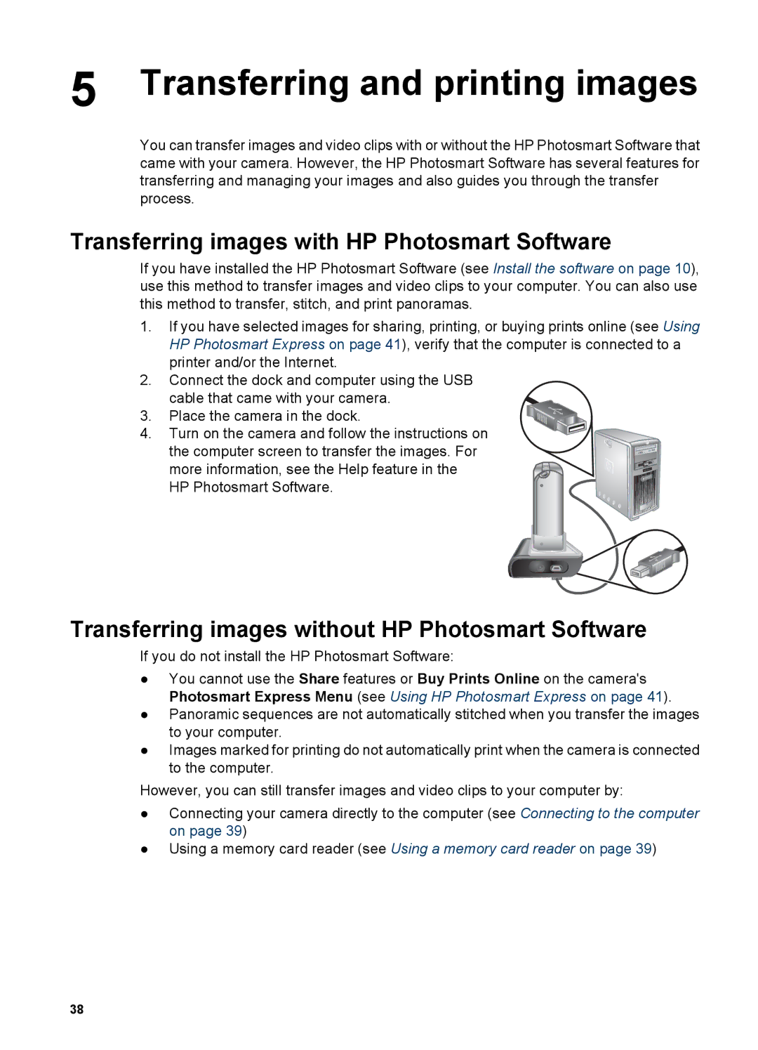 HP R967 manual Transferring and printing images, Transferring images with HP Photosmart Software 