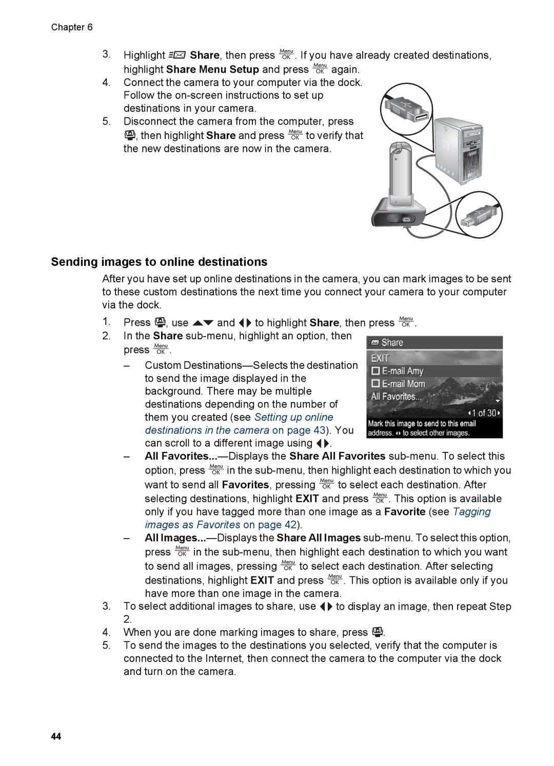 HP R967 manual Sending images to online destinations 