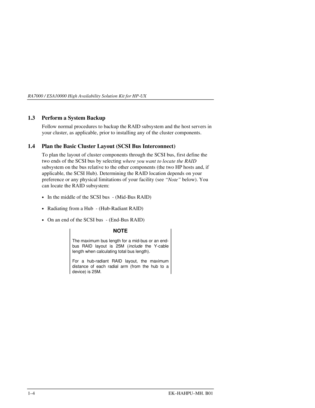 HP RA7000 manual Perform a System Backup, Plan the Basic Cluster Layout Scsi Bus Interconnect 