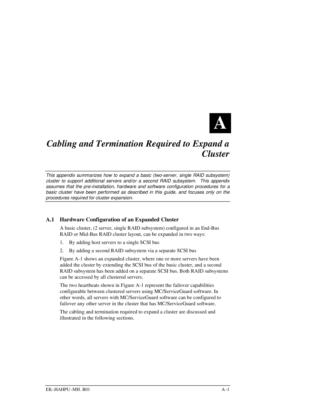 HP RA7000 manual Cabling and Termination Required to Expand a Cluster, Hardware Configuration of an Expanded Cluster 