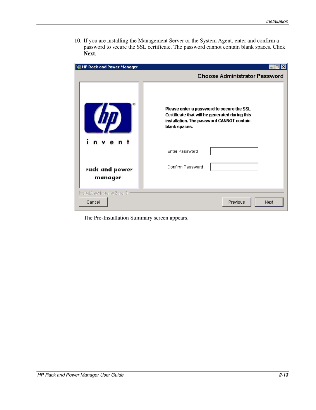 HP Power Proter Software, Rack and Power Manager Software manual Installation 