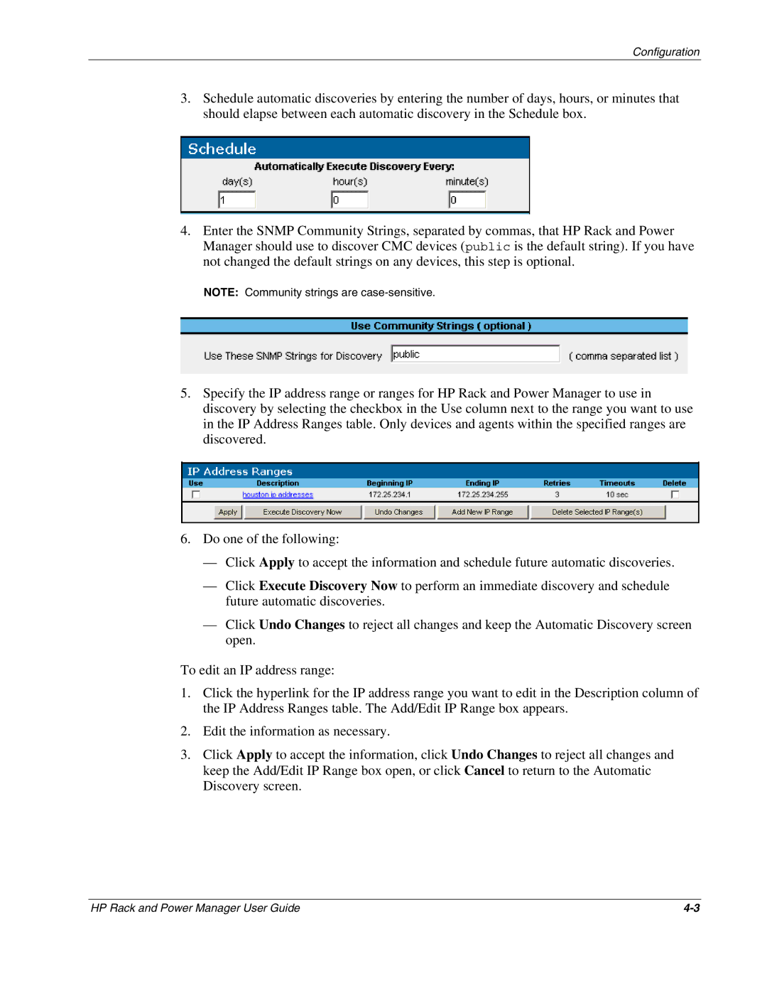 HP Rack and Power Manager Software, Power Proter Software manual Configuration 