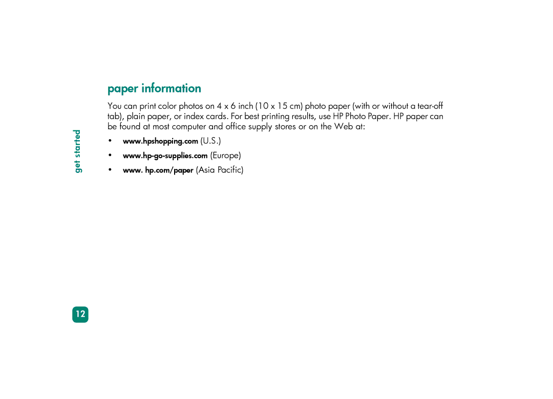 HP Radio Port 230 manual Paper information 