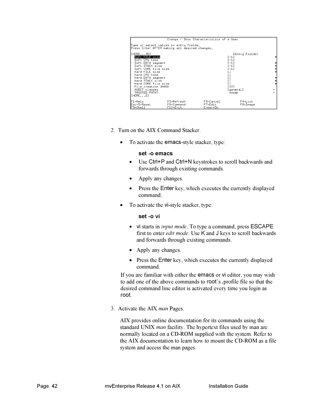 HP Raining DataCorp. mvEnterprise manual Set -o emacs 