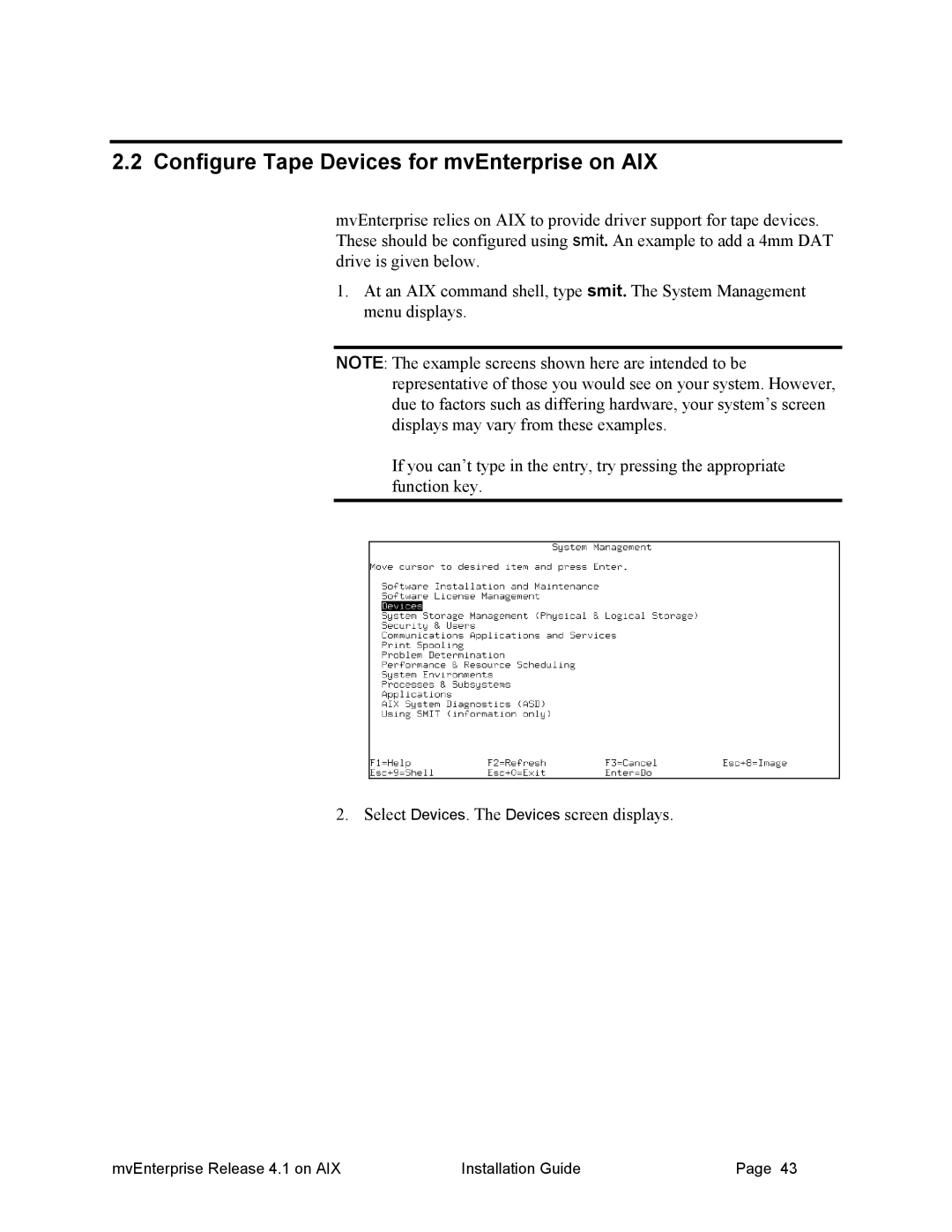 HP Raining DataCorp. mvEnterprise manual Configure Tape Devices for mvEnterprise on AIX 