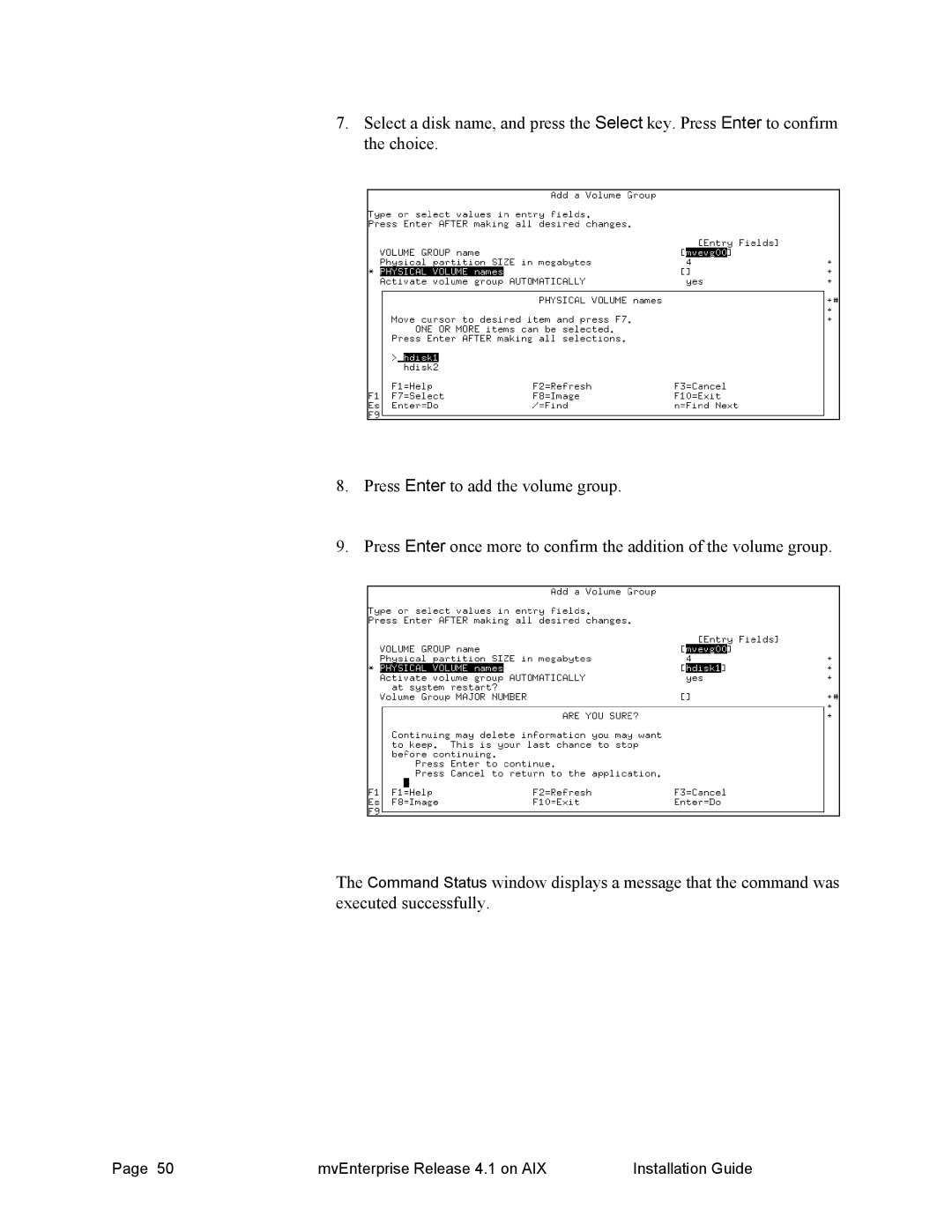 HP Raining DataCorp. mvEnterprise manual MvEnterprise Release 4.1 on AIX Installation Guide 