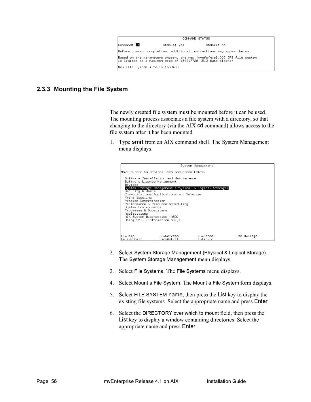 HP Raining DataCorp. mvEnterprise manual Mounting the File System 