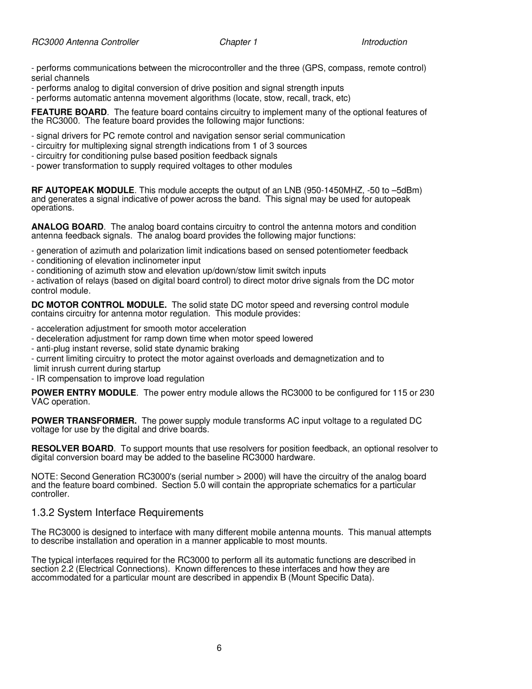 HP RC3000 manual System Interface Requirements 