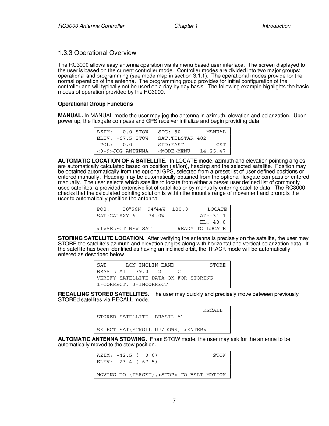 HP RC3000 manual Operational Overview, Operational Group Functions 