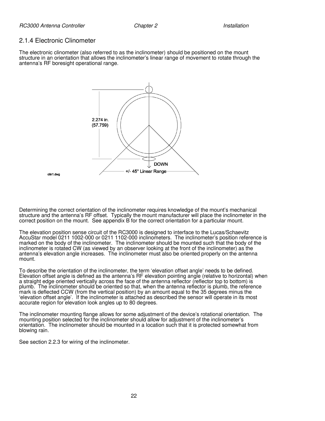 HP RC3000 manual Electronic Clinometer 