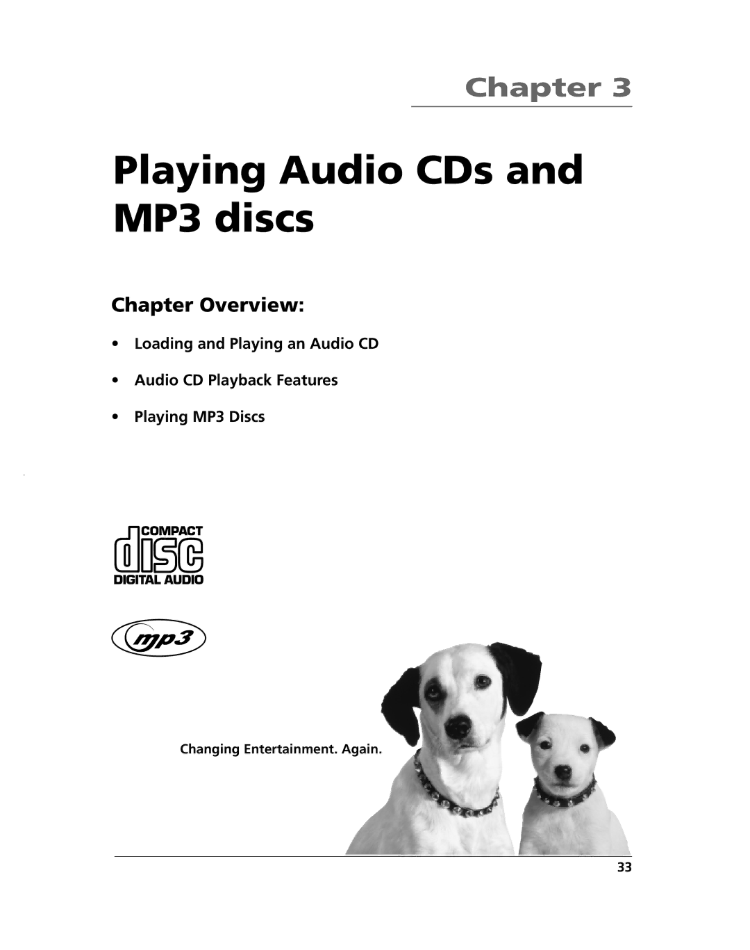 HP RC5240P manual Playing Audio CDs and MP3 discs 