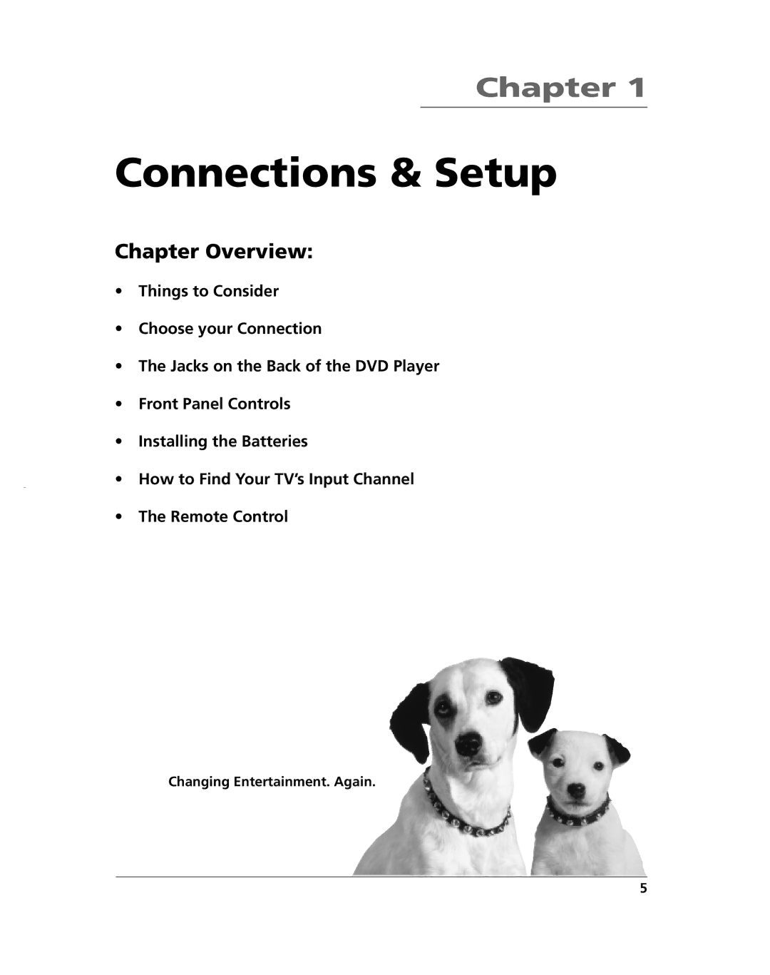 HP RC5240P manual Connections & Setup, Chapter Overview 