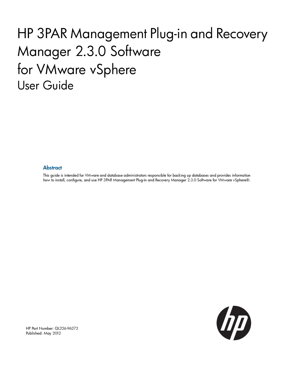 HP Recovery Manager Software for VMware vSphere manual User Guide 