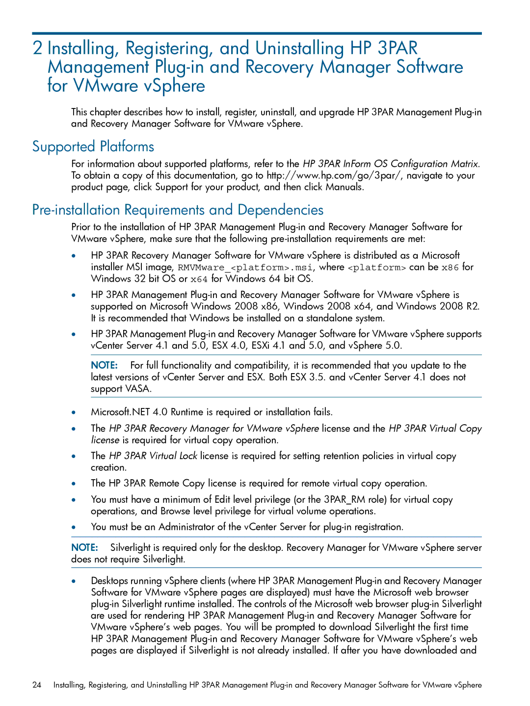 HP Recovery Manager Software for VMware vSphere manual 