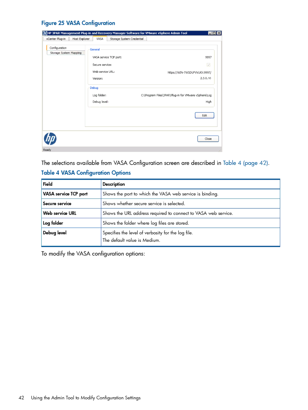 HP Recovery Manager Software for VMware vSphere manual Vasa Configuration 