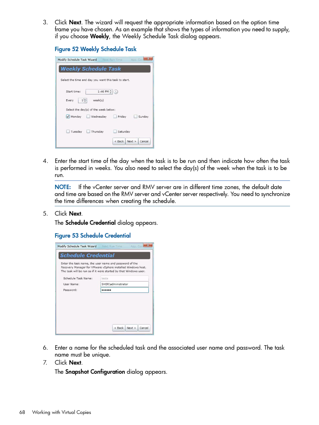 HP Recovery Manager Software for VMware vSphere manual Weekly Schedule Task 