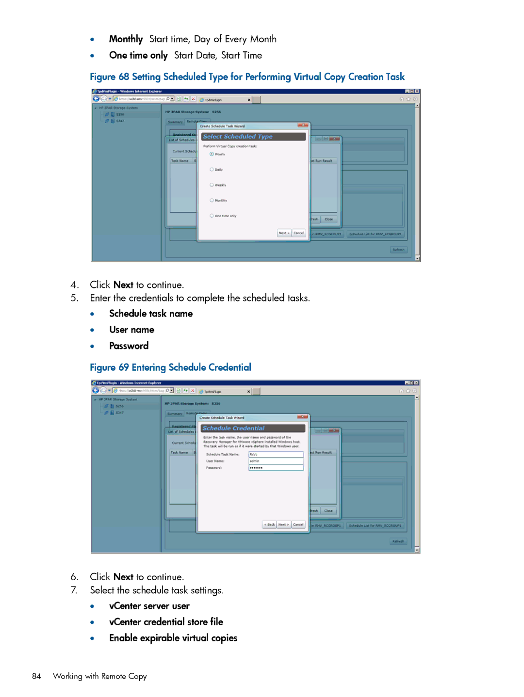 HP Recovery Manager Software for VMware vSphere manual Entering Schedule Credential 