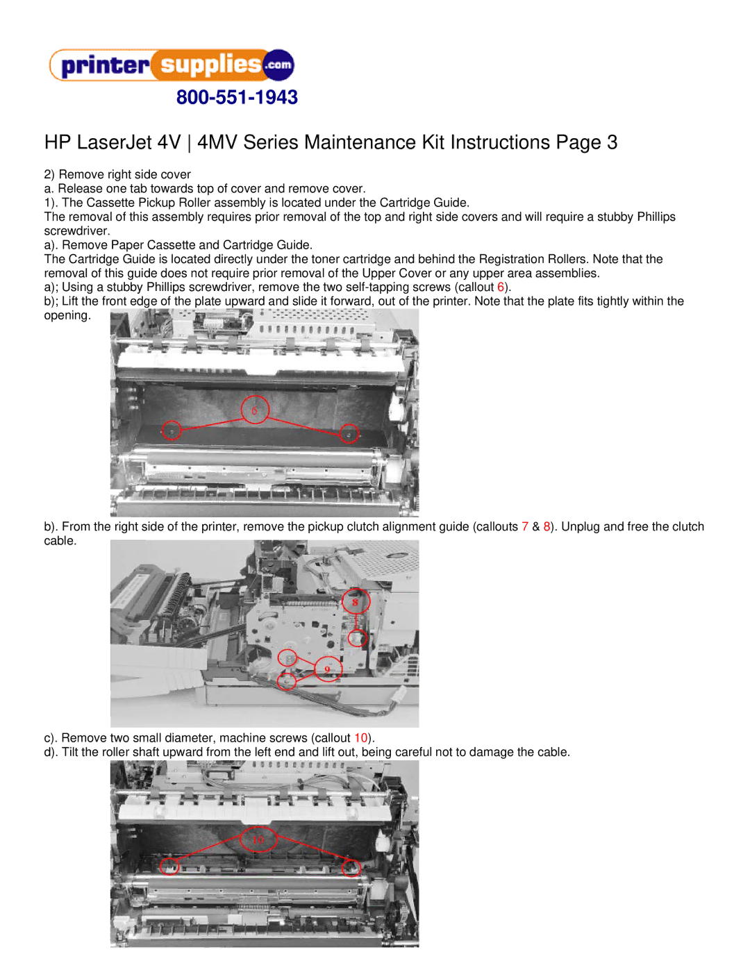 HP RG5-1557, RF5-0302, RB1-1411, RB1-1386 manual HP LaserJet 4V 4MV Series Maintenance Kit Instructions 