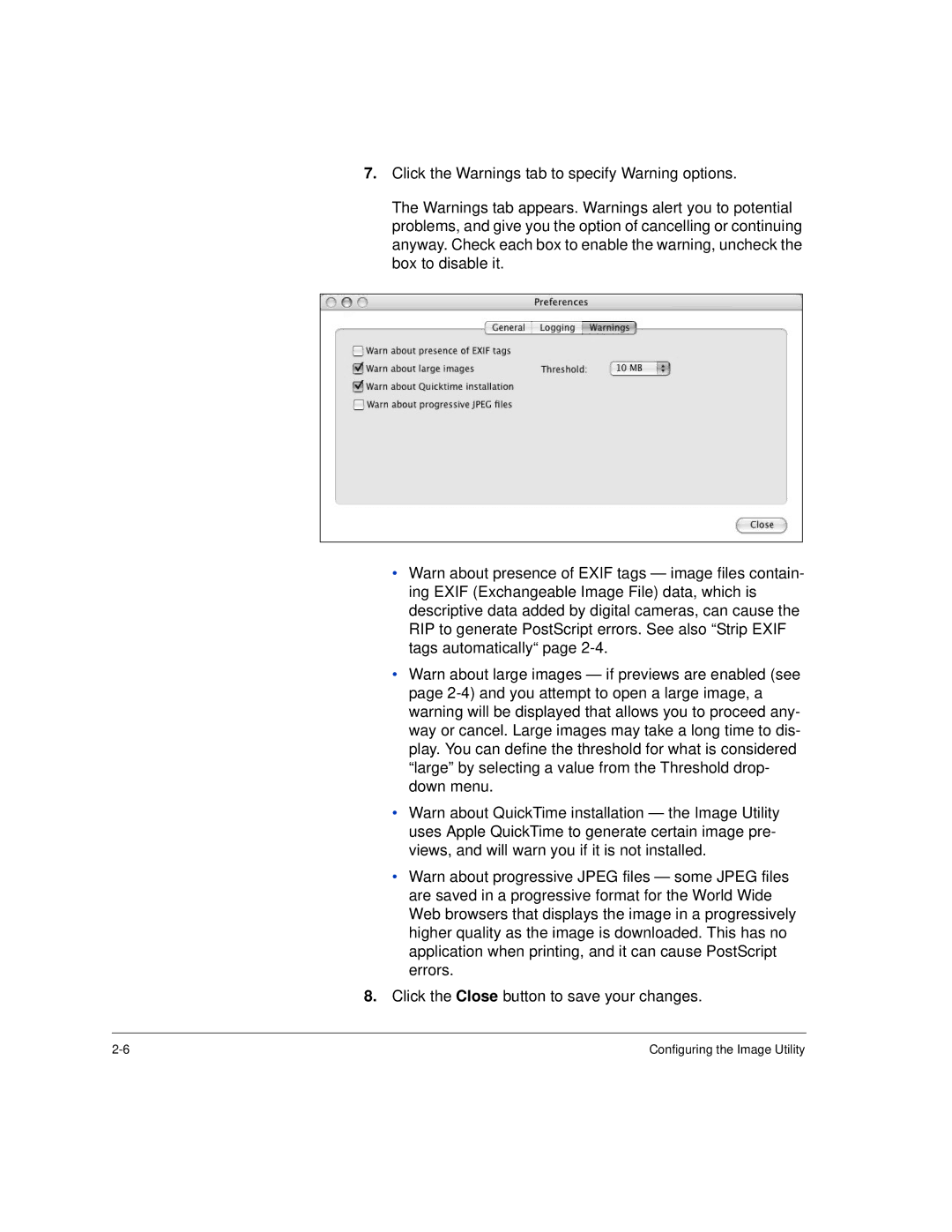 HP Rip Software manual Configuring the Image Utility 