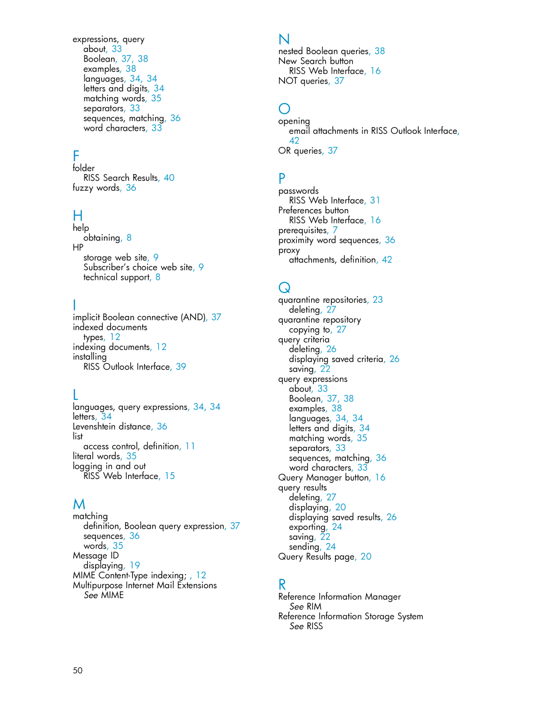 HP RISS Components manual See Mime, Reference Information Storage System 