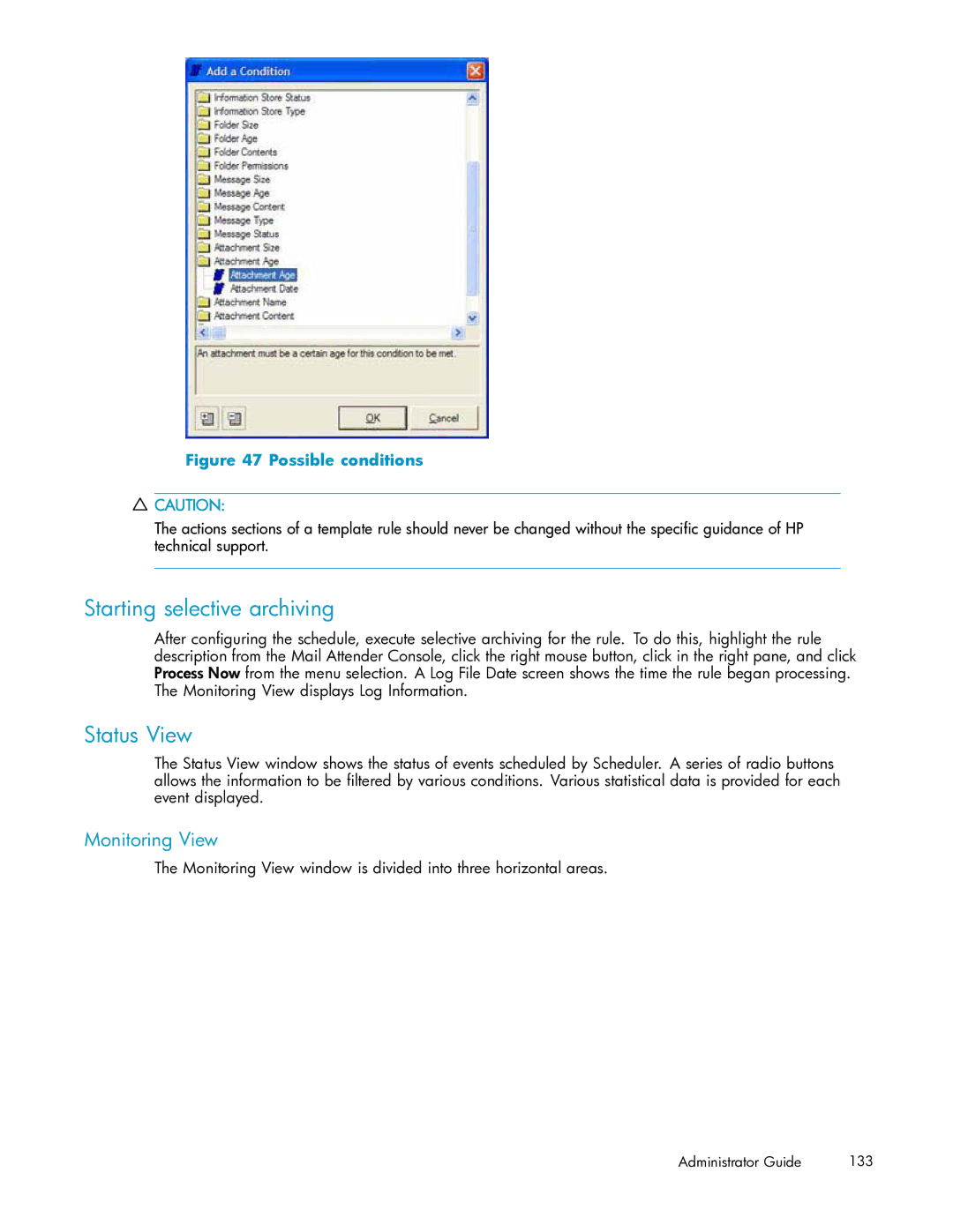 HP RISS Components manual Starting selective archiving, Status View, Monitoring View 