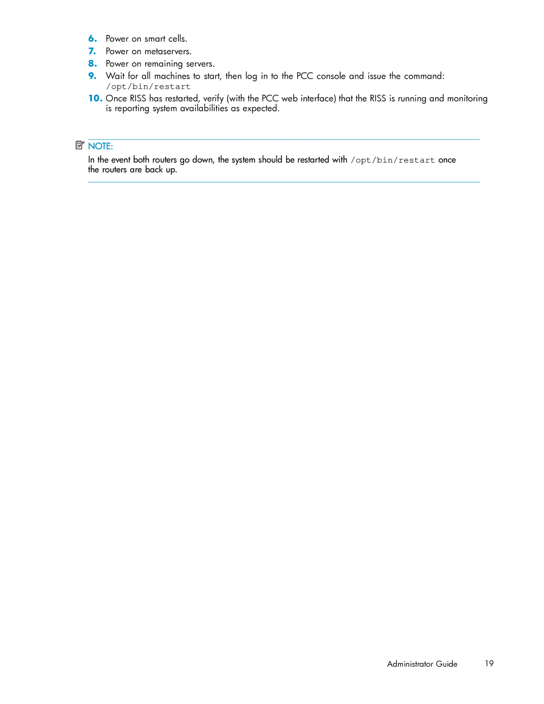 HP RISS Components manual Opt/bin/restart 