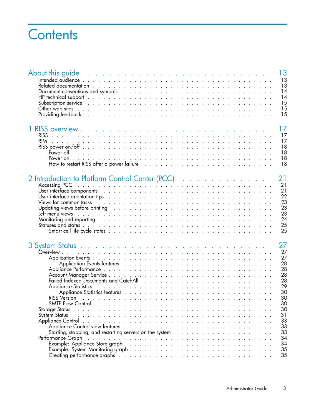 HP RISS Components manual Contents 