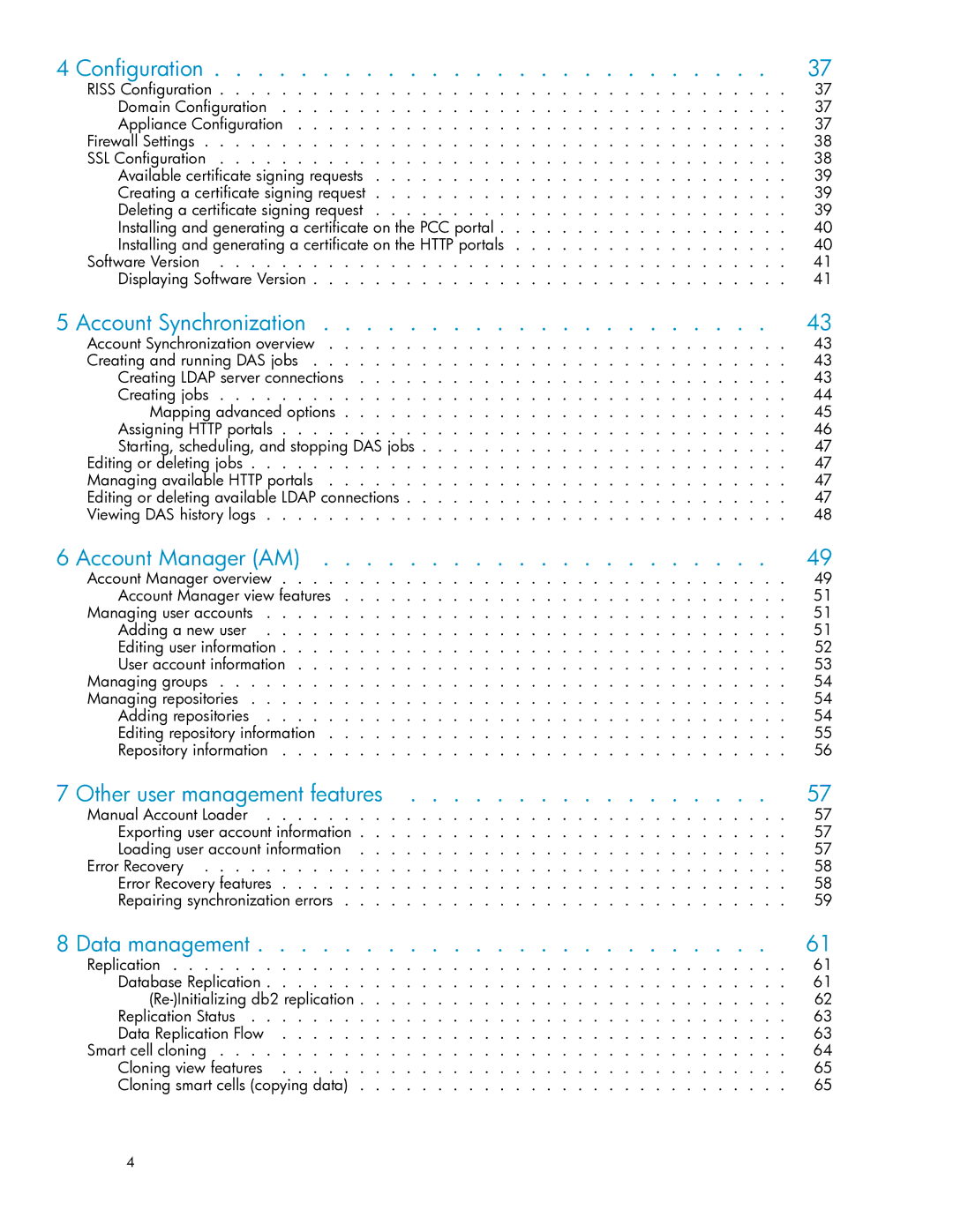 HP RISS Components manual Conﬁguration, Account Synchronization, Account Manager AM, Other user management features 