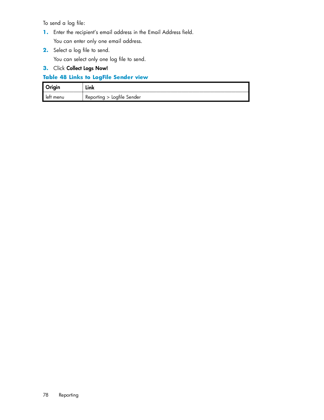 HP RISS Components manual Links to LogFile Sender view 