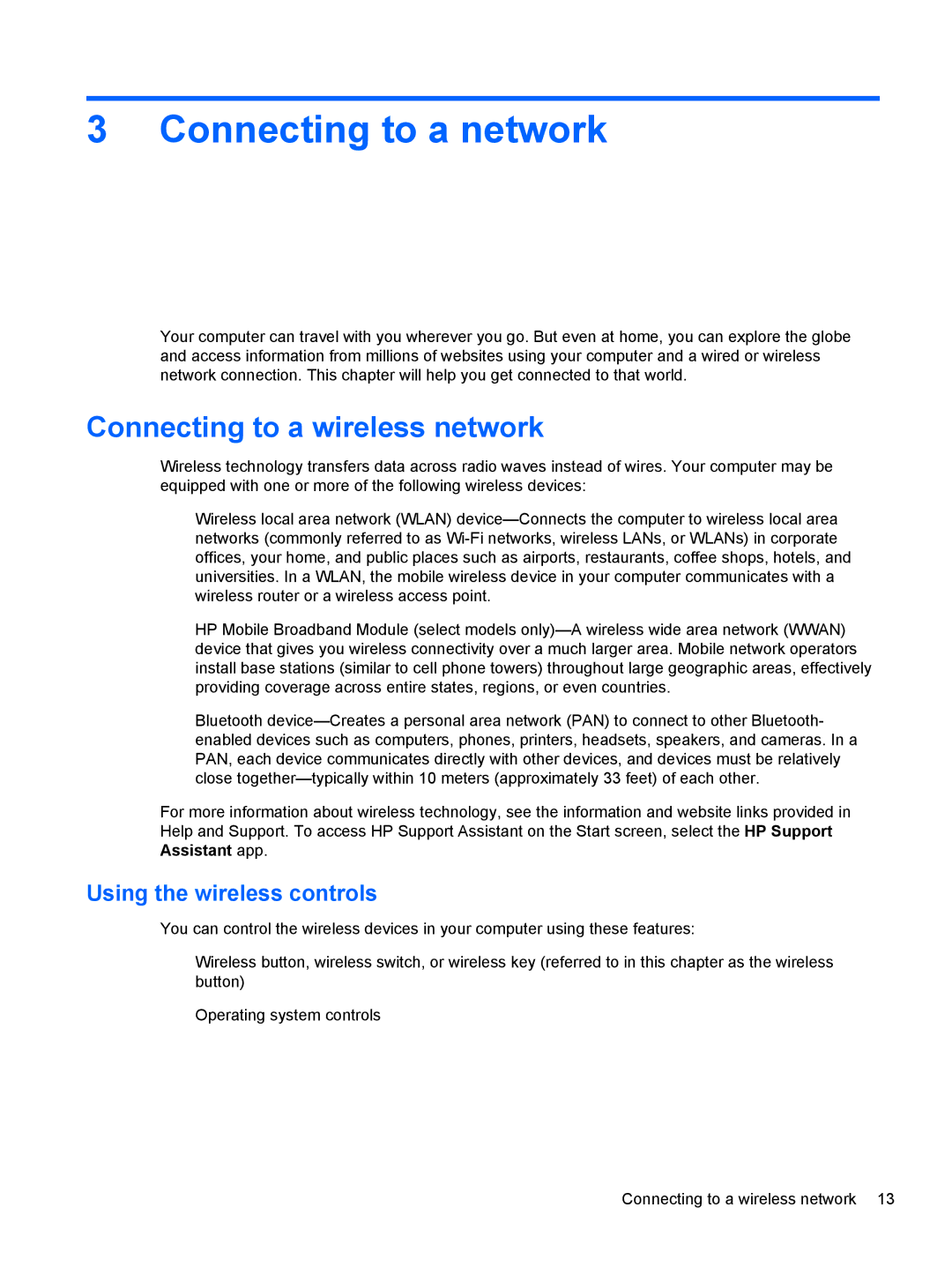 HP Rlve 810 G1 manual Connecting to a network, Connecting to a wireless network, Using the wireless controls 