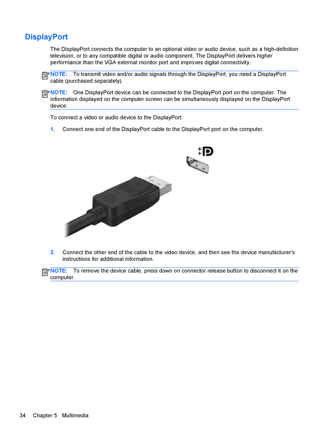 HP Rlve 810 G1 manual DisplayPort 