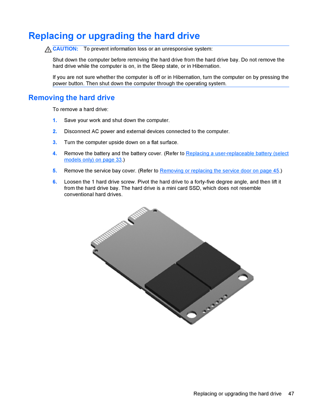 HP Rlve 810 G1 manual Replacing or upgrading the hard drive, Removing the hard drive 