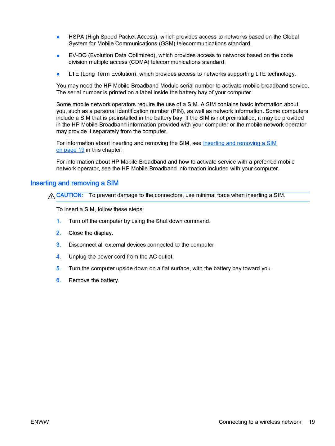 HP Rlve 810 G2 manual Inserting and removing a SIM 