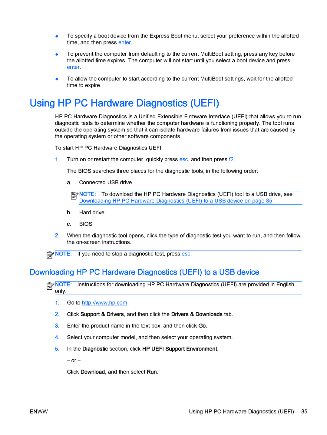 HP Rlve 810 G2 manual Using HP PC Hardware Diagnostics Uefi, Downloading HP PC Hardware Diagnostics Uefi to a USB device 