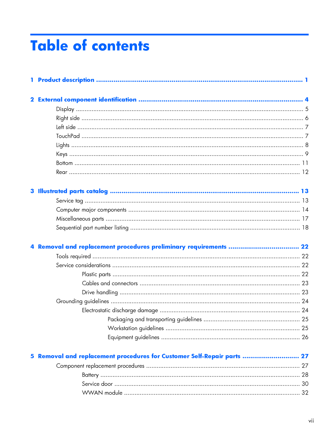 HP Rlve 810 G2 manual Table of contents 