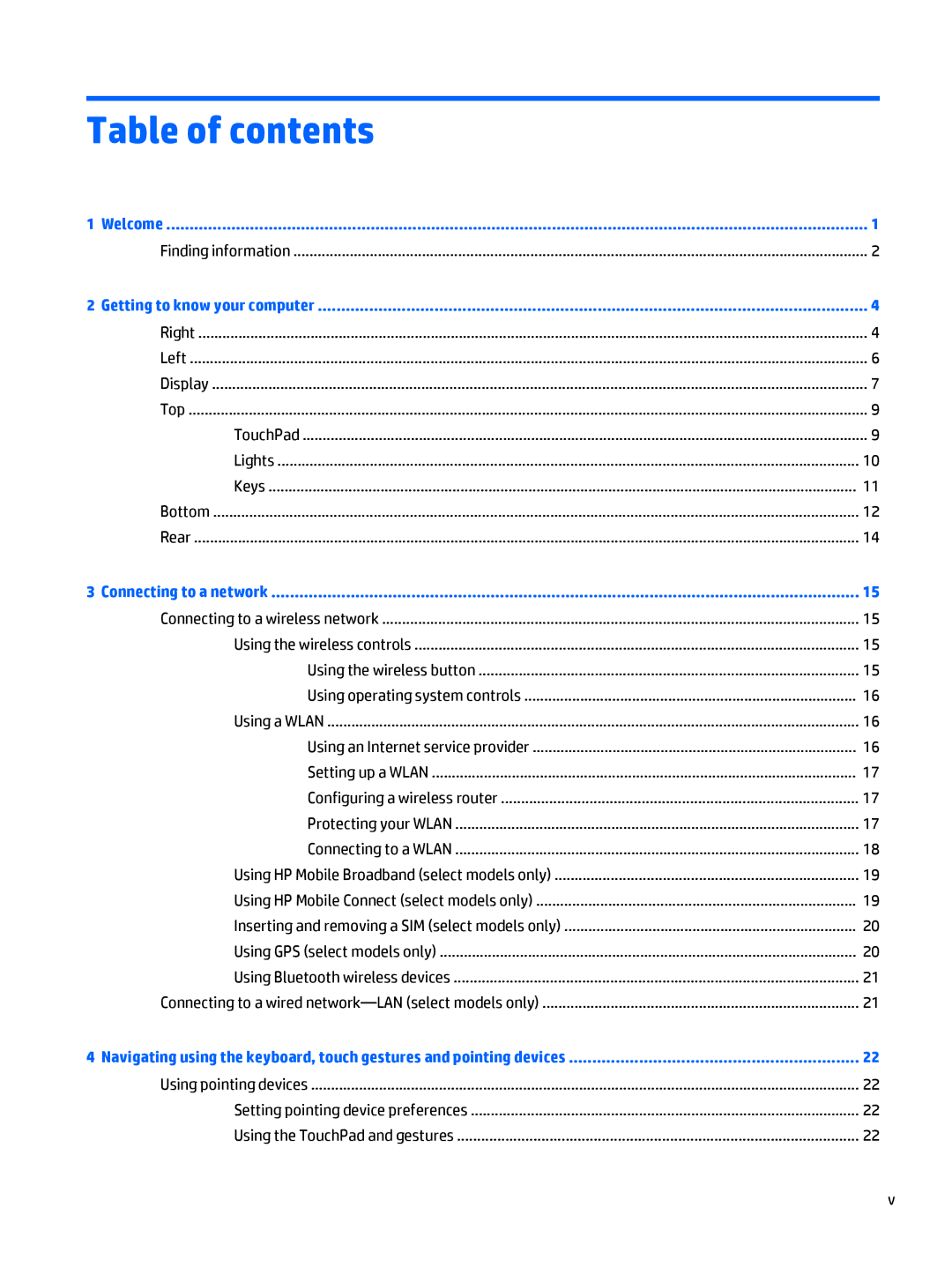 HP Rlve 810 G3 manual Table of contents 