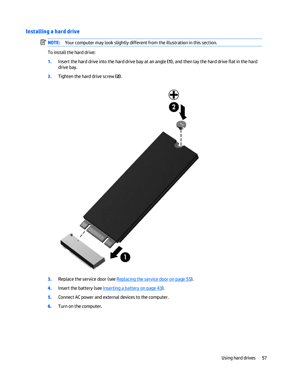 HP Rlve 810 G3 manual Installing a hard drive 