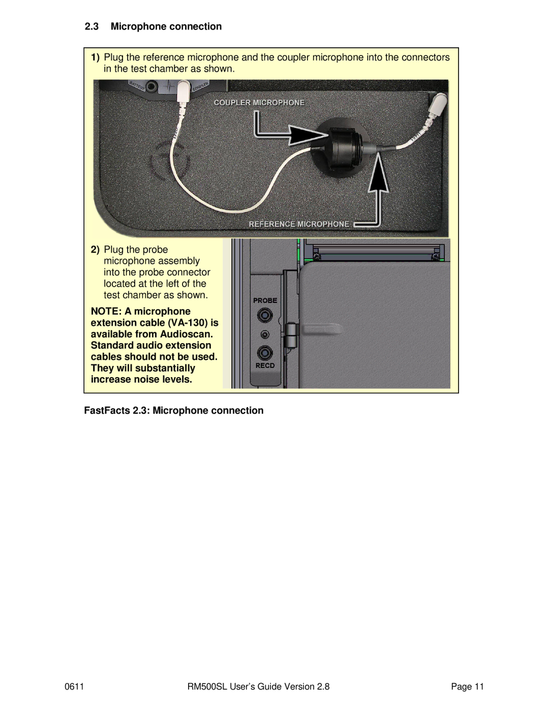 HP RM500SL manual FastFacts 2.3 Microphone connection 