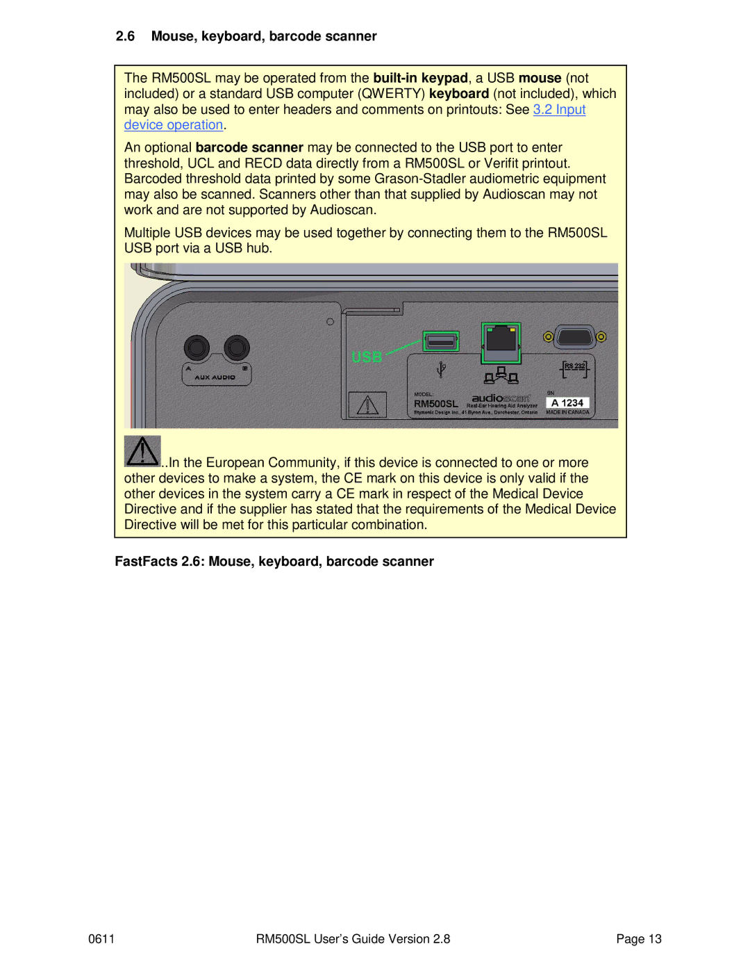 HP RM500SL manual FastFacts 2.6 Mouse, keyboard, barcode scanner 