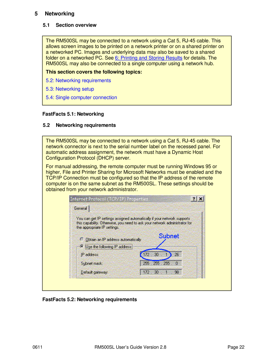 HP RM500SL manual FastFacts 5.1 Networking Networking requirements, FastFacts 5.2 Networking requirements 