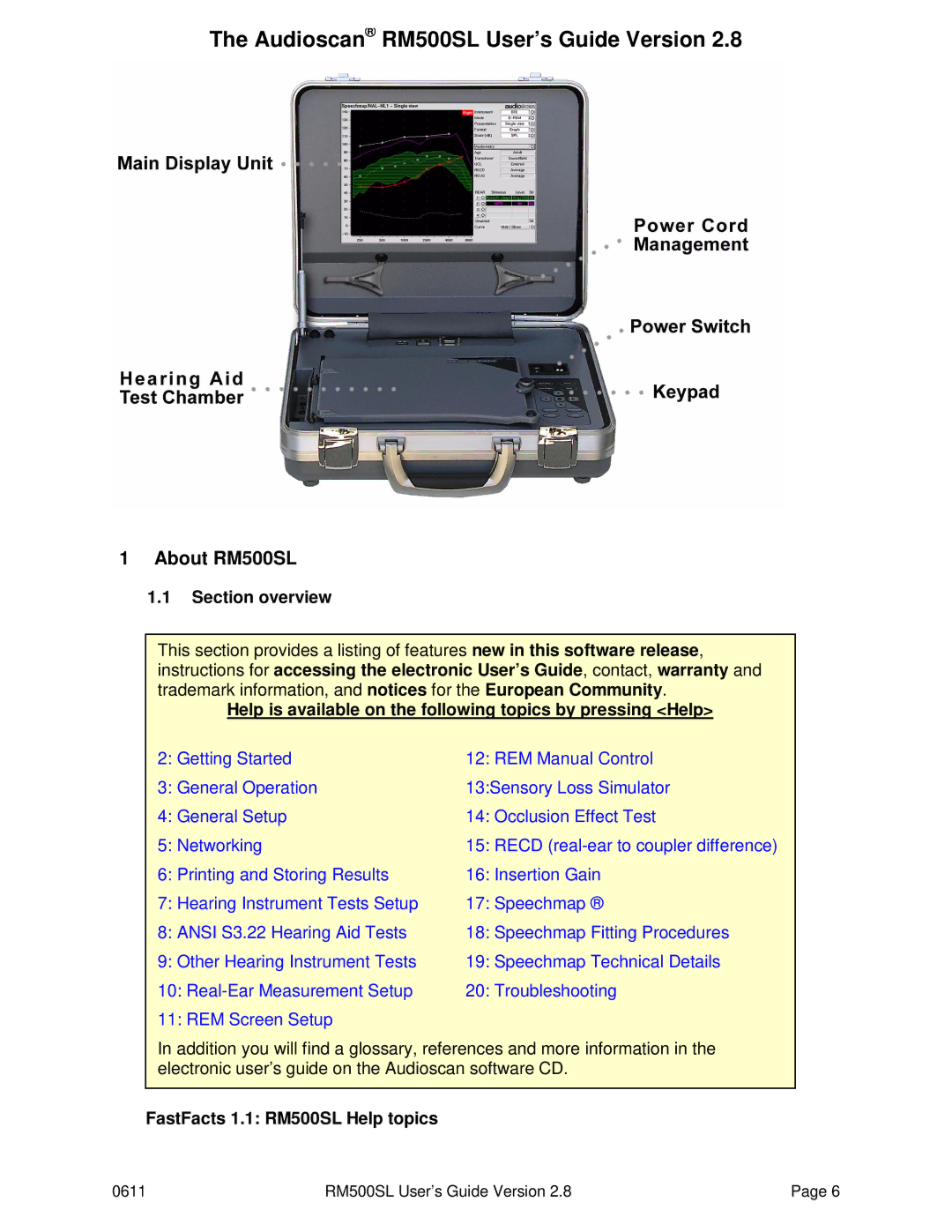 HP manual About RM500SL, Section overview, Help is available on the following topics by pressing Help 