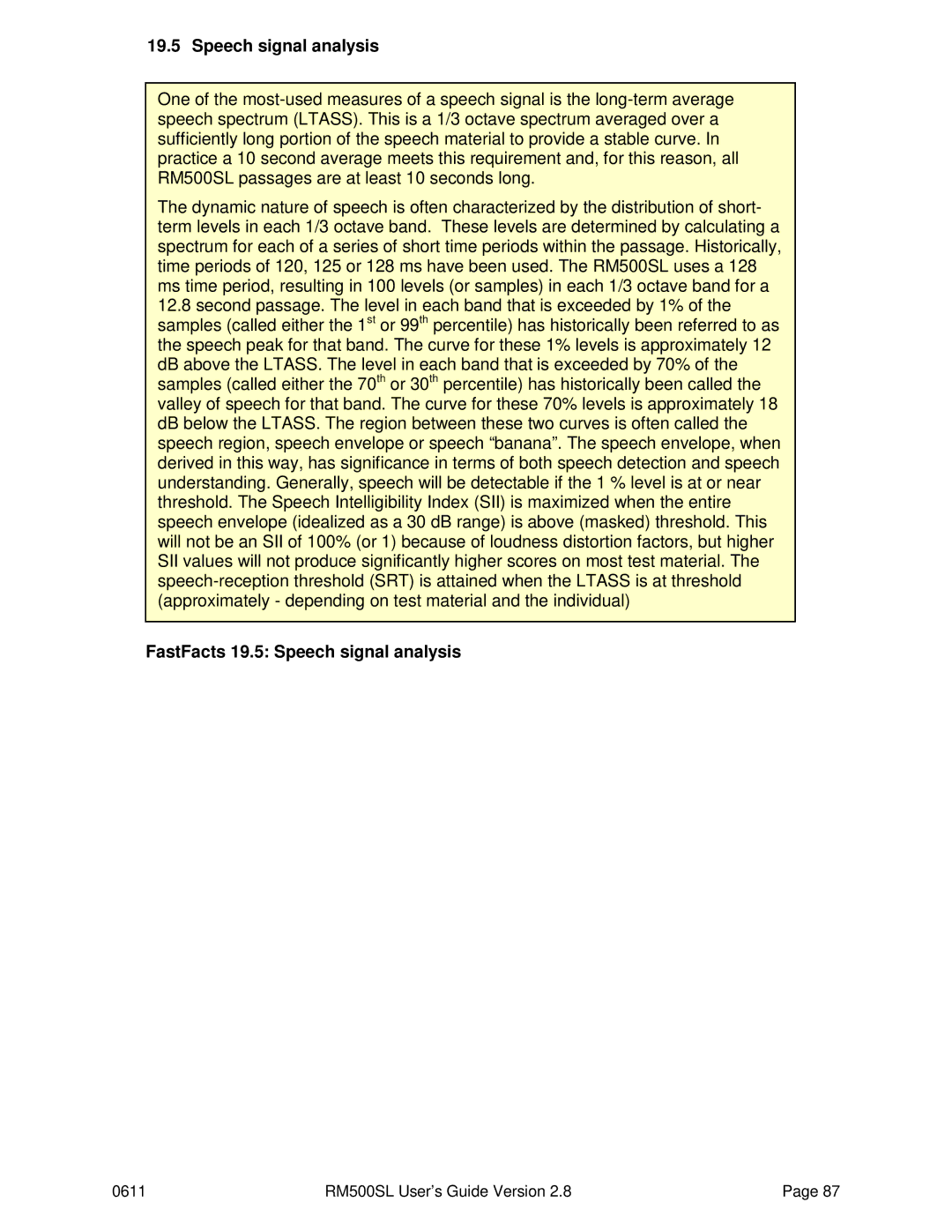 HP RM500SL manual FastFacts 19.5 Speech signal analysis 