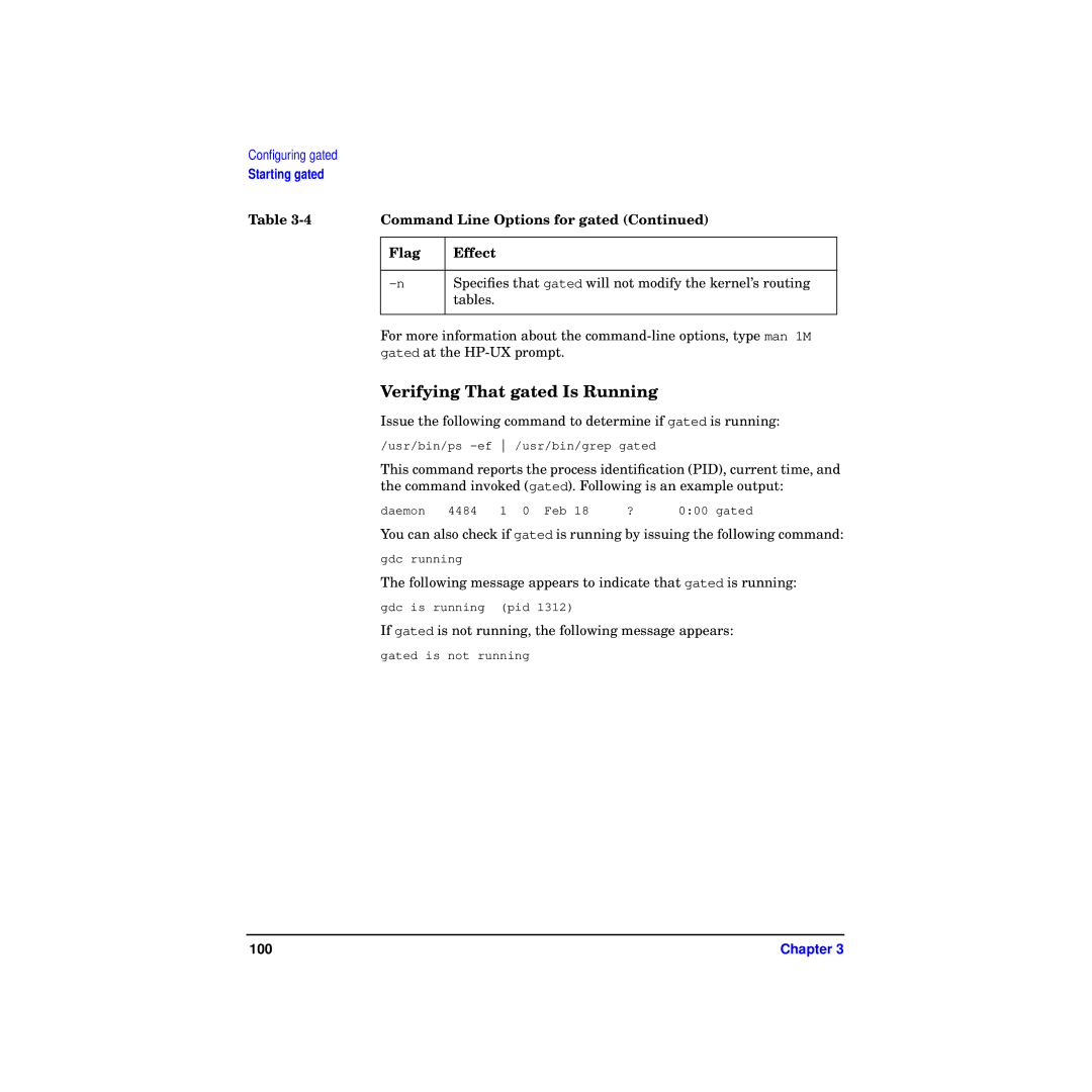 HP Routing Services -UX 11i v2 manual Verifying That gated Is Running, 100 