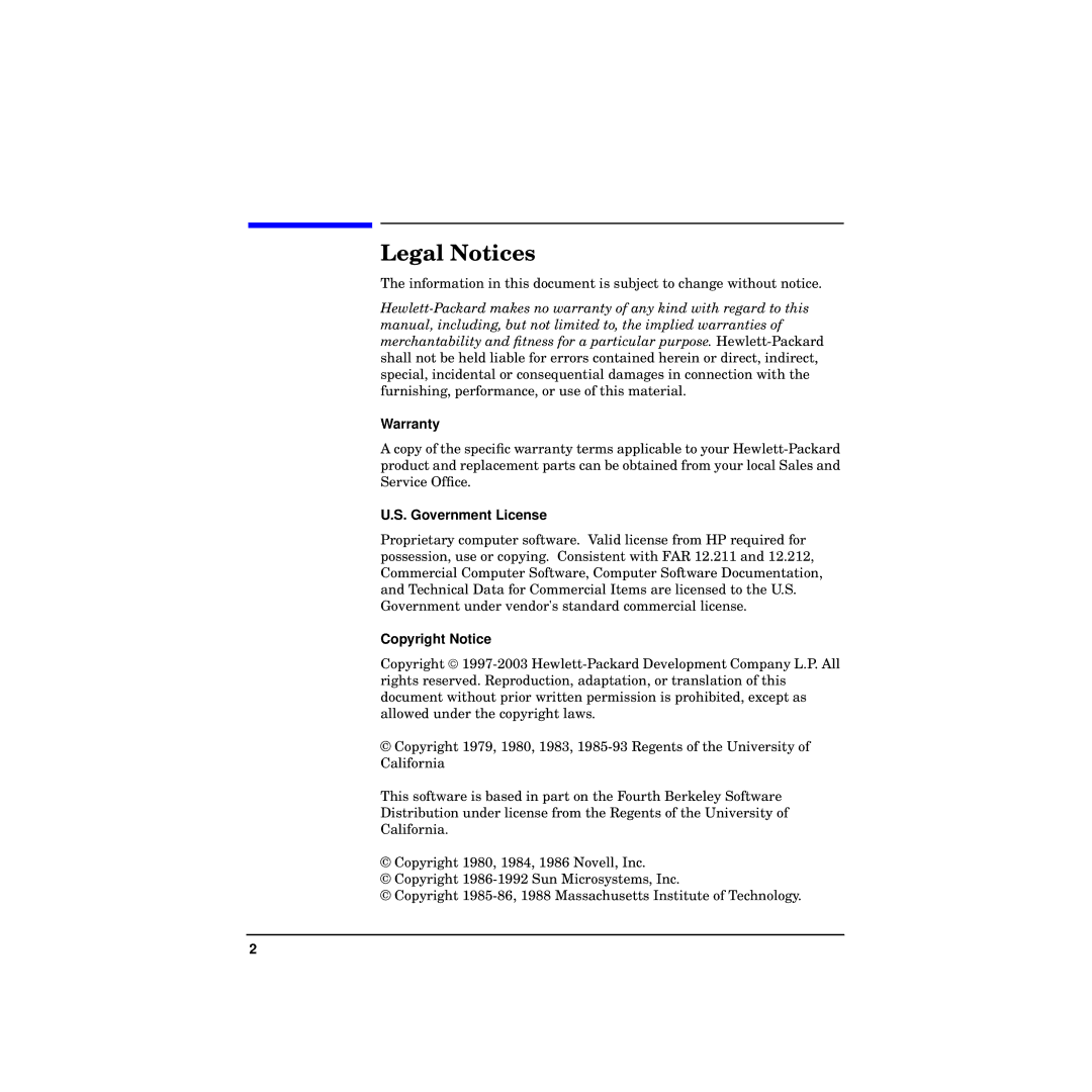 HP Routing Services -UX 11i v2 manual Warranty, Government License, Copyright Notice 