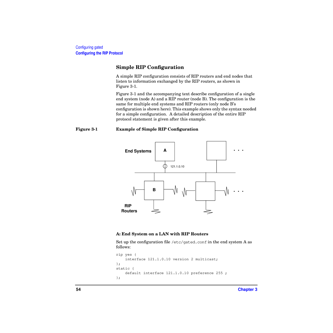 HP Routing Services -UX 11i v2 manual Example of Simple RIP Conﬁguration, End Systems, Routers 