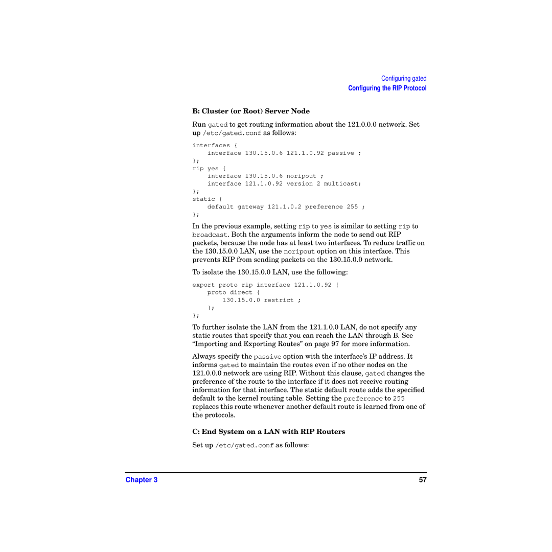 HP Routing Services -UX 11i v2 manual Cluster or Root Server Node, End System on a LAN with RIP Routers 