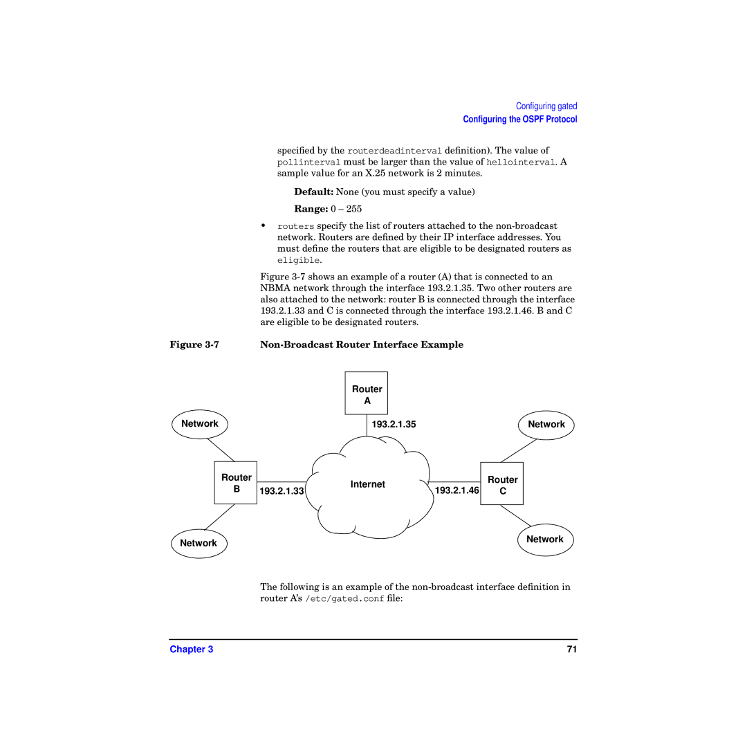 HP Routing Services -UX 11i v2 manual Range 0, Non-Broadcast Router Interface Example 