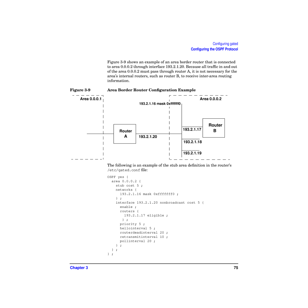 HP Routing Services -UX 11i v2 manual Area Router, 193.2.1.20 193.2.1.17 193.2.1.18 193.2.1.19 