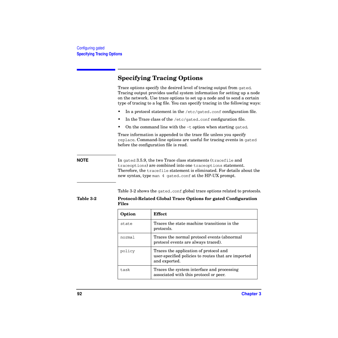 HP Routing Services -UX 11i v2 manual Specifying Tracing Options 