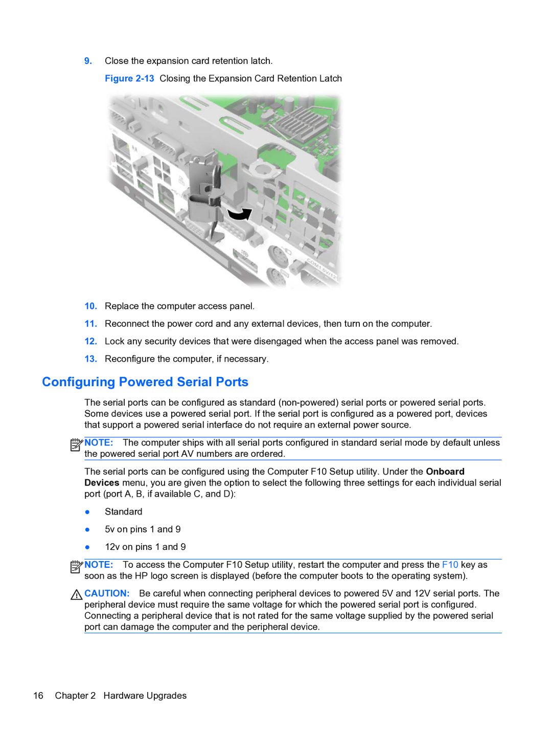 HP RP3 3100 manual Configuring Powered Serial Ports 